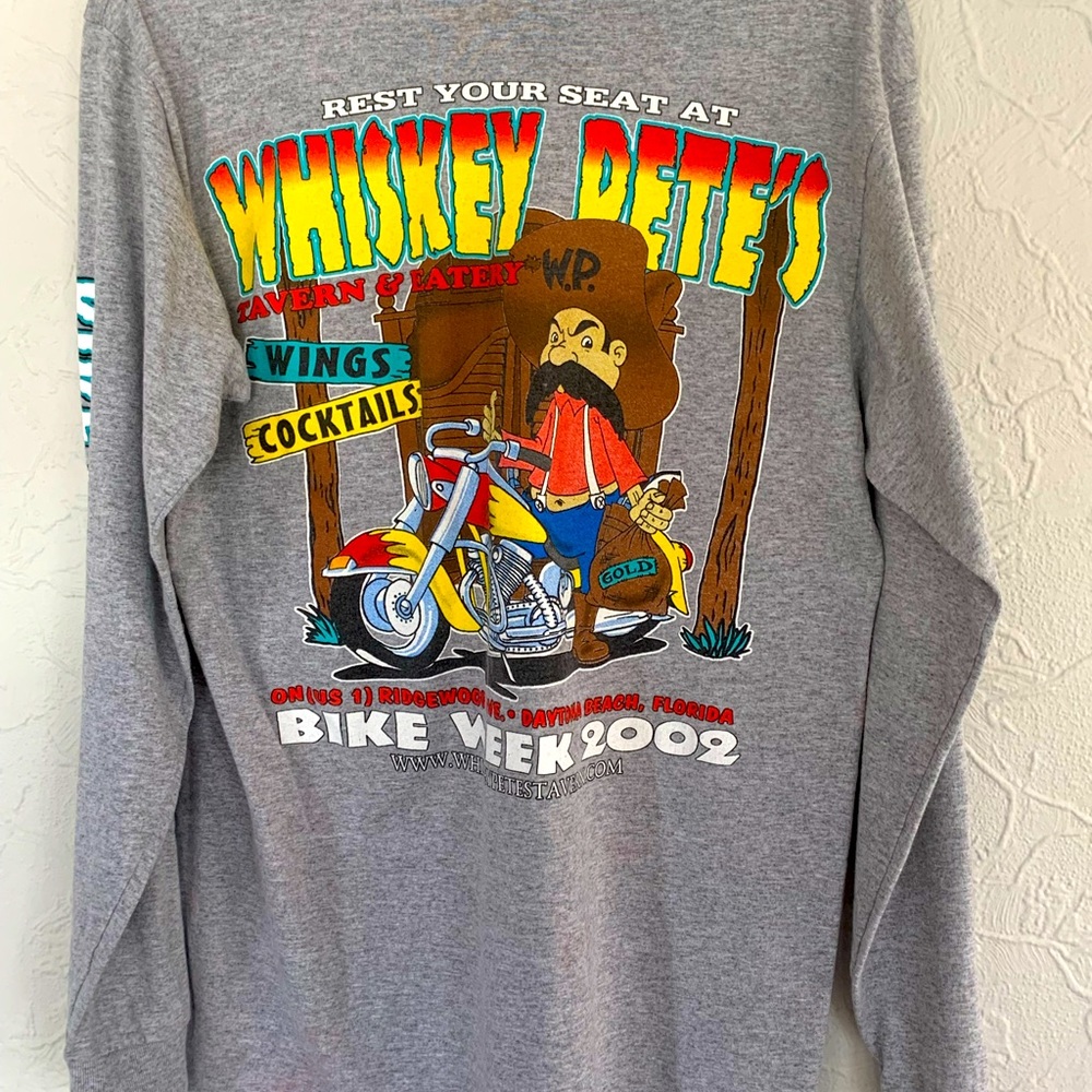 VINTAGE BIKE WEEK WHISKEY PETES JENSEN ACTIVEWEAR LONGSLEEVE SHIRT SIZE MEDIUM